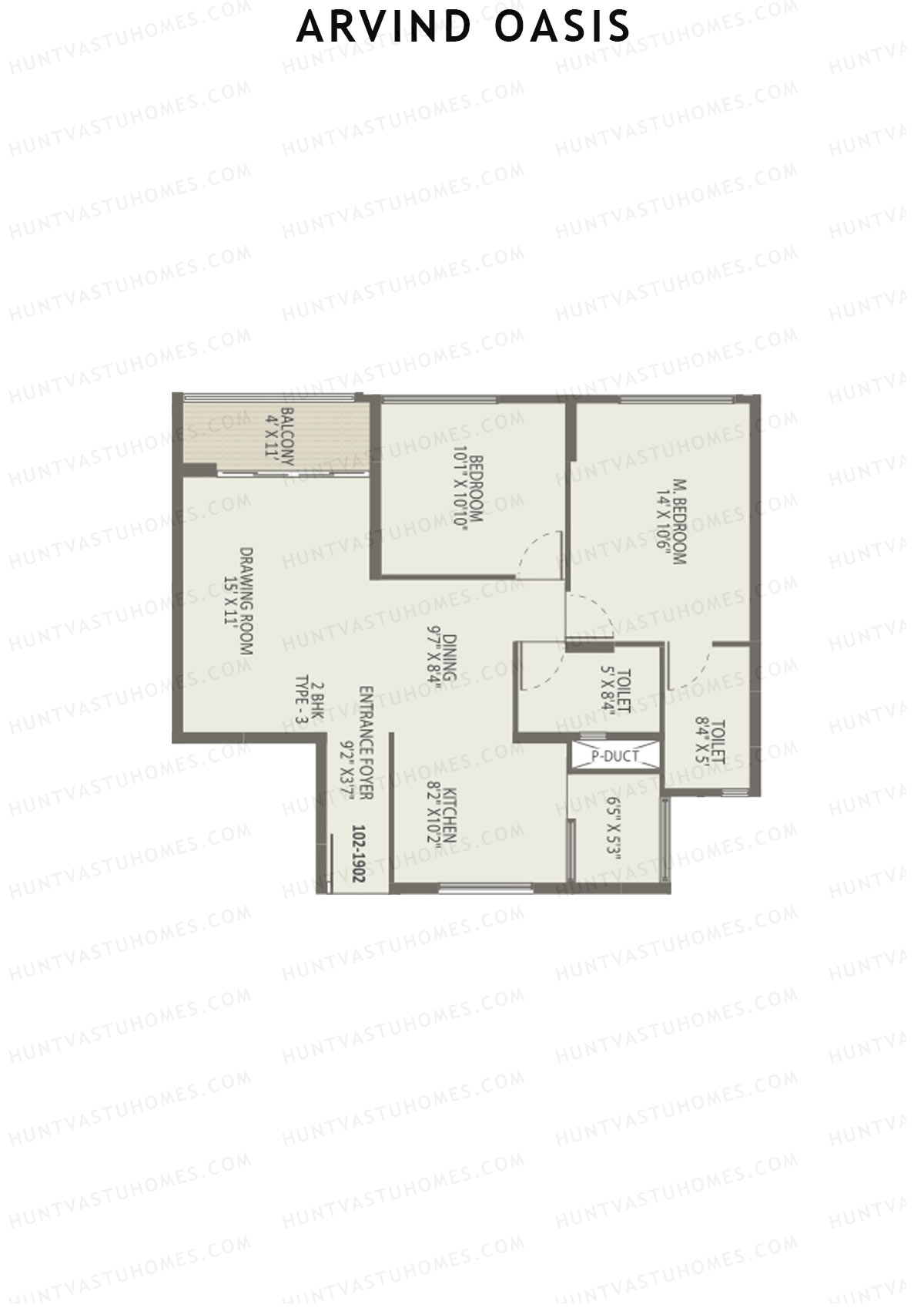 Arvind Oasis Block E Unit 2 (Type 3) Floor Plan
