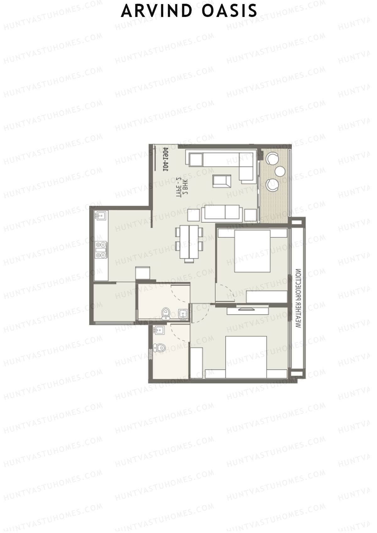 Arvind Oasis Block E Unit 3 (Type 2) Floor Plan