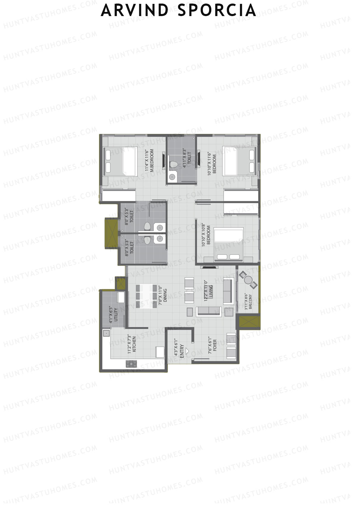 Arvind Sporcia Block G Unit 3 Floor Plan