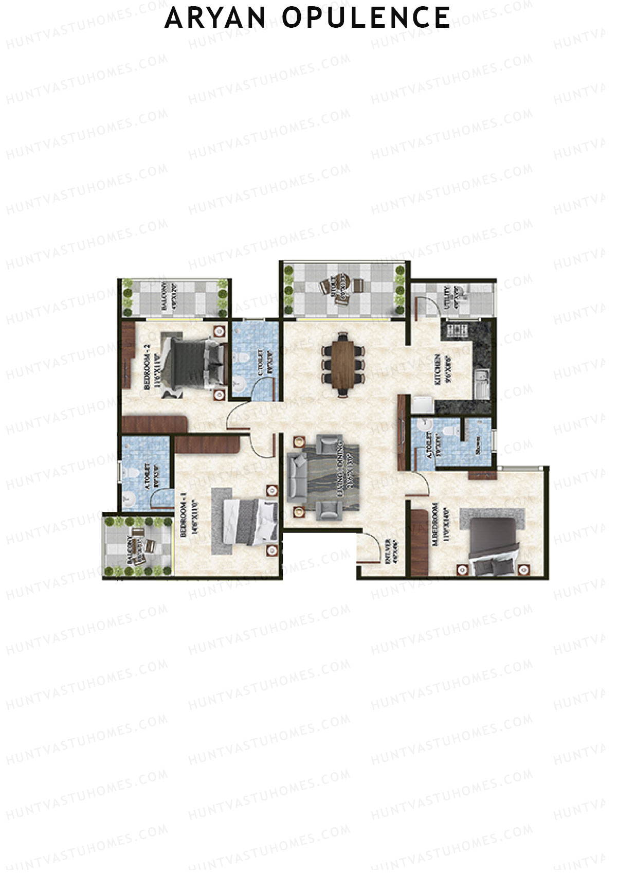 Aryan Opulence Wing B Unit 1 Floor Plan