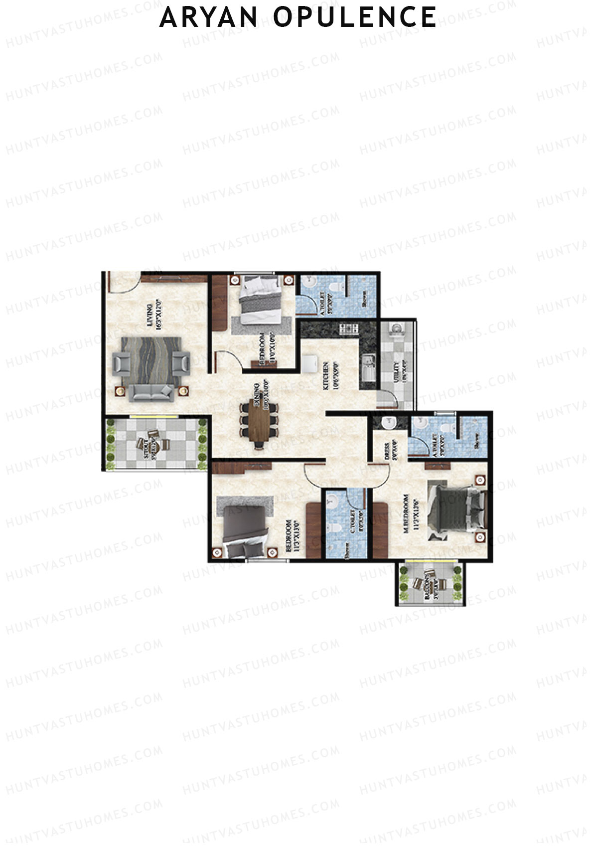 Aryan Opulence Wing B Unit 3 Floor Plan