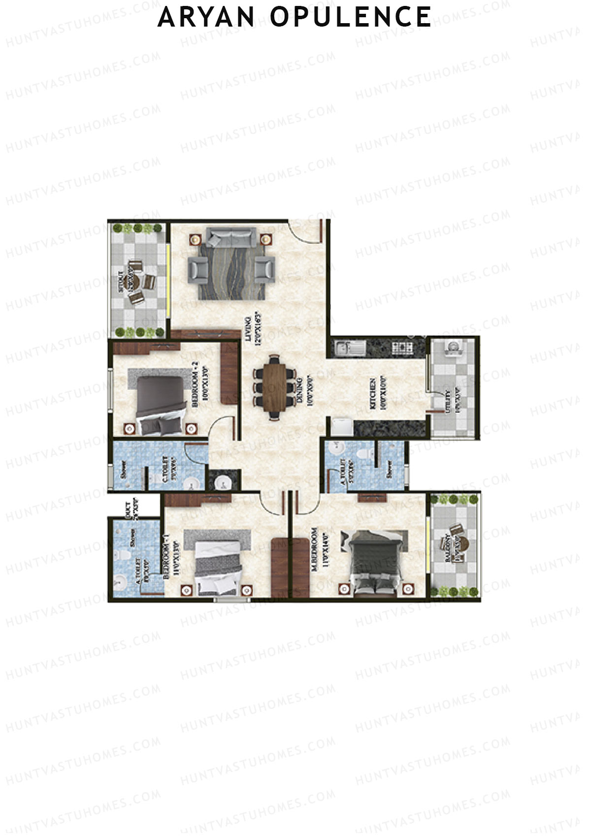 Aryan Opulence Wing B Unit 4 Floor Plan