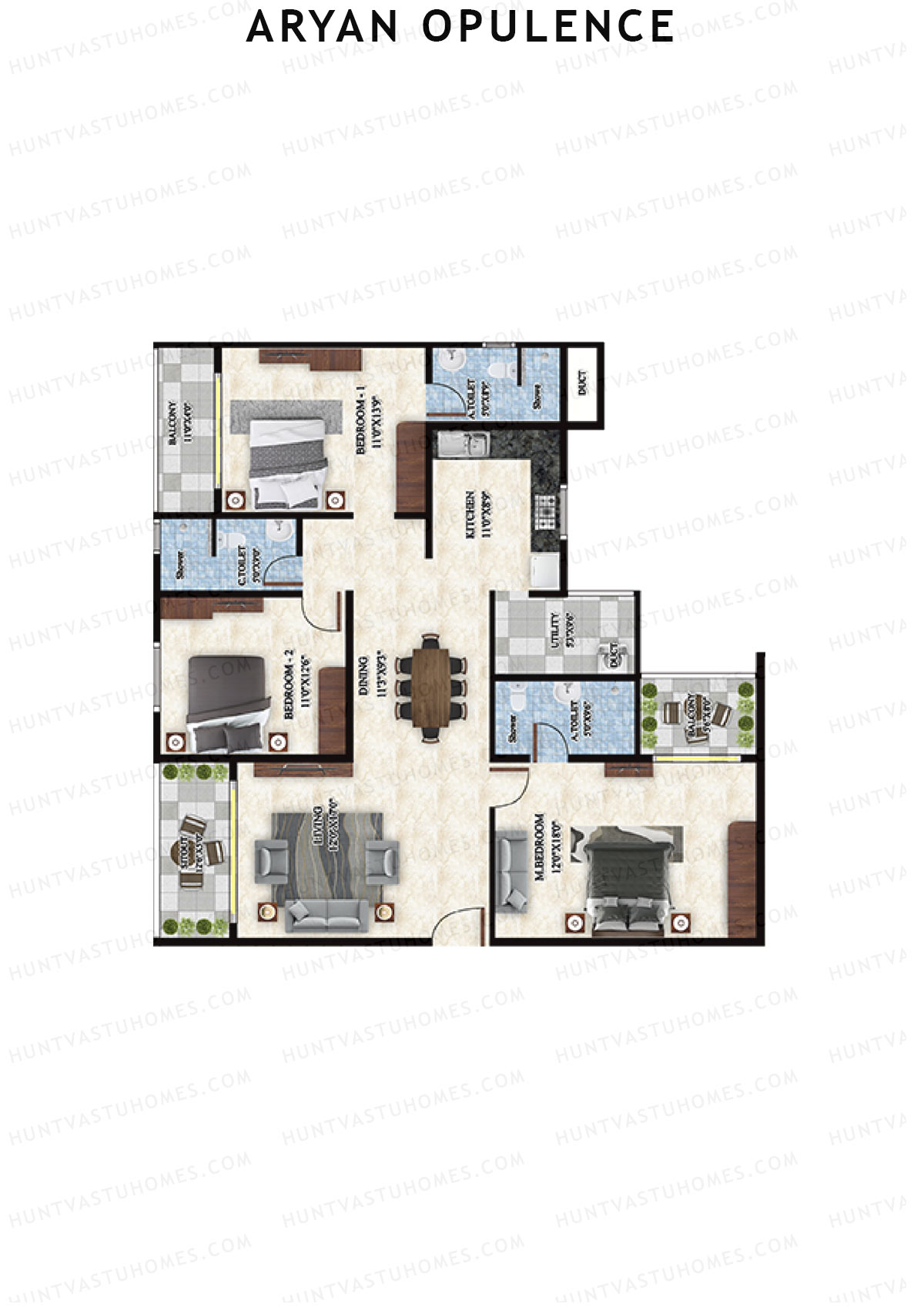 Aryan Opulence Wing D Unit 1 Floor Plan