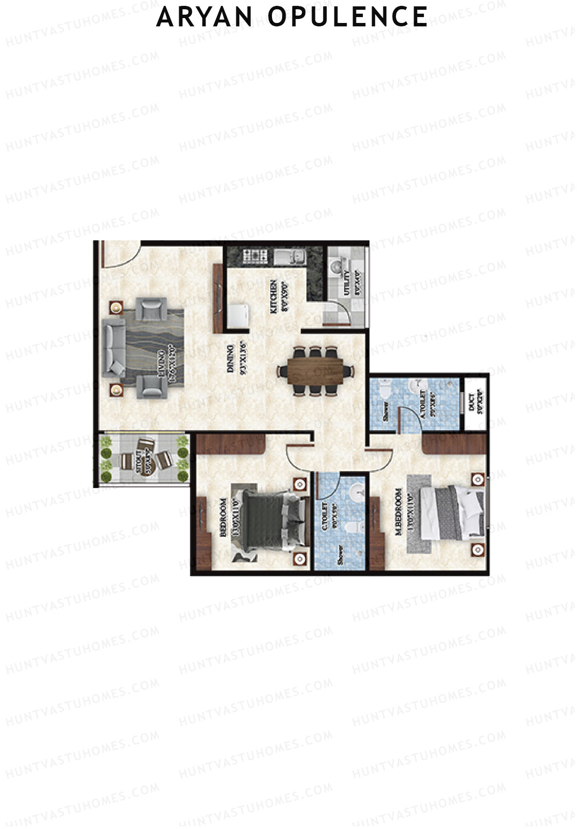 Aryan Opulence Wing D Unit 3 Floor Plan