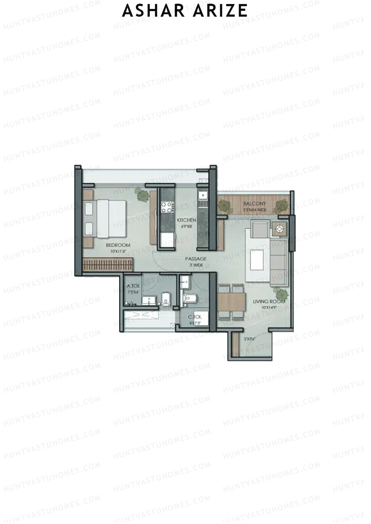 Ashar Arize Wing B Unit 3 Floor Plan