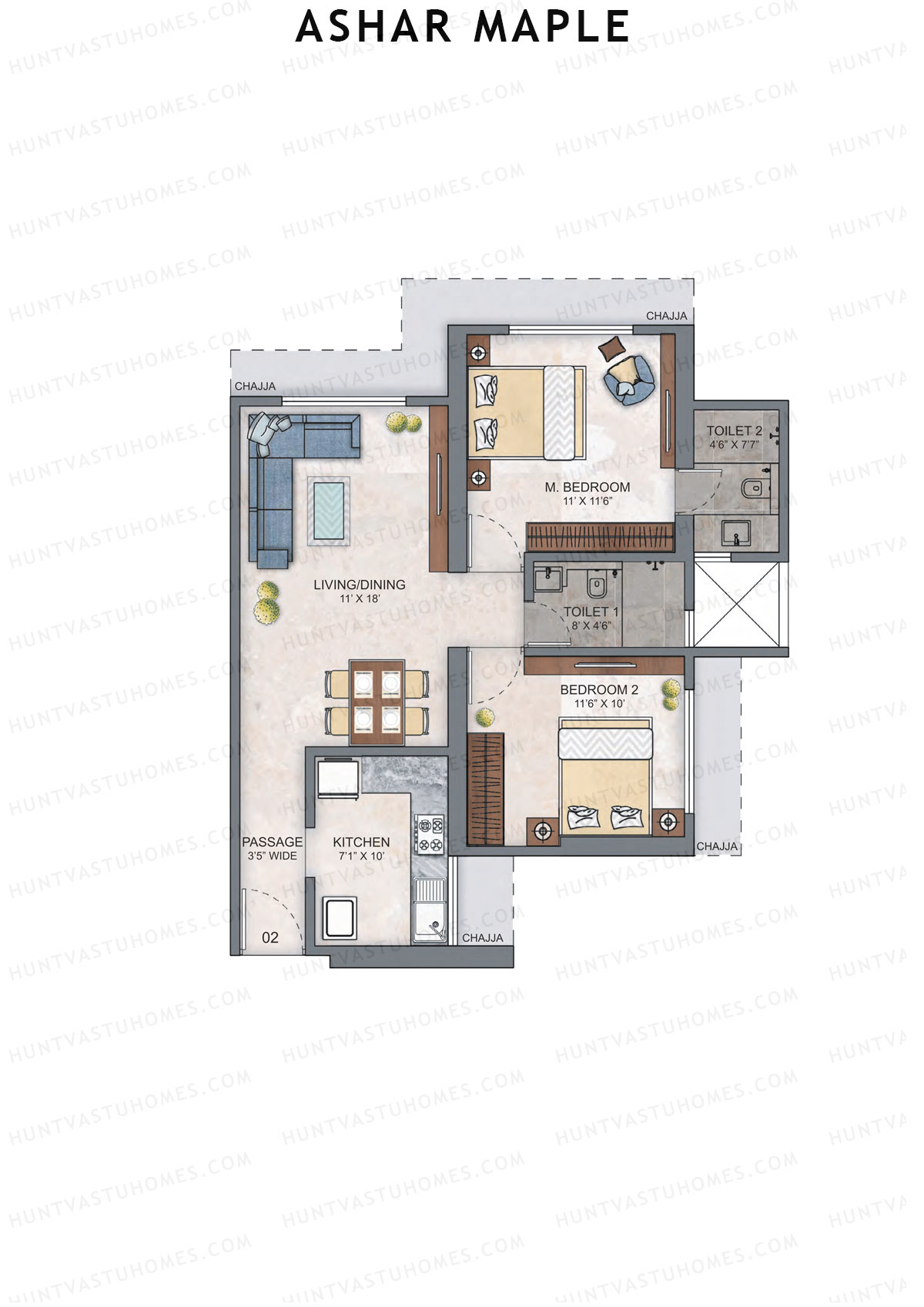 Ashar Maple Tower 1 Unit 2 Floor Plan