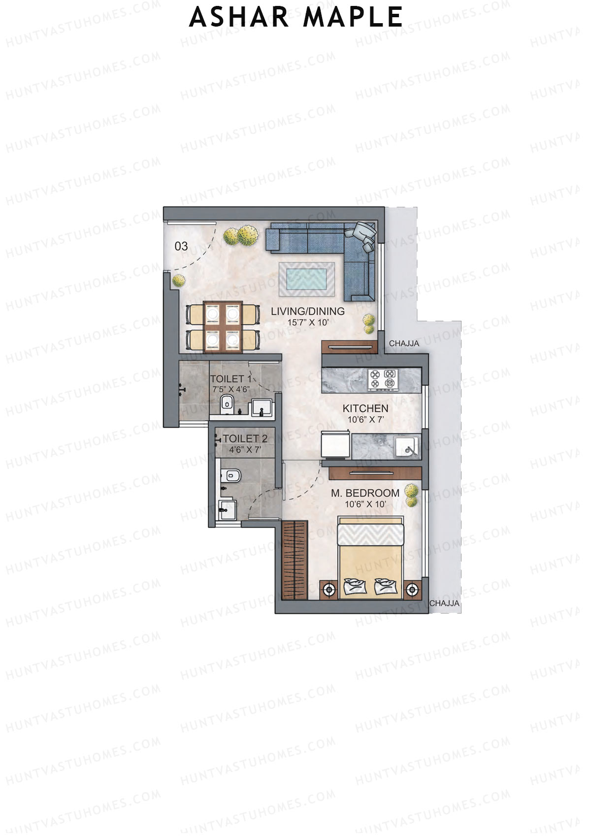 Ashar Maple Tower 1 Unit 3 Floor Plan