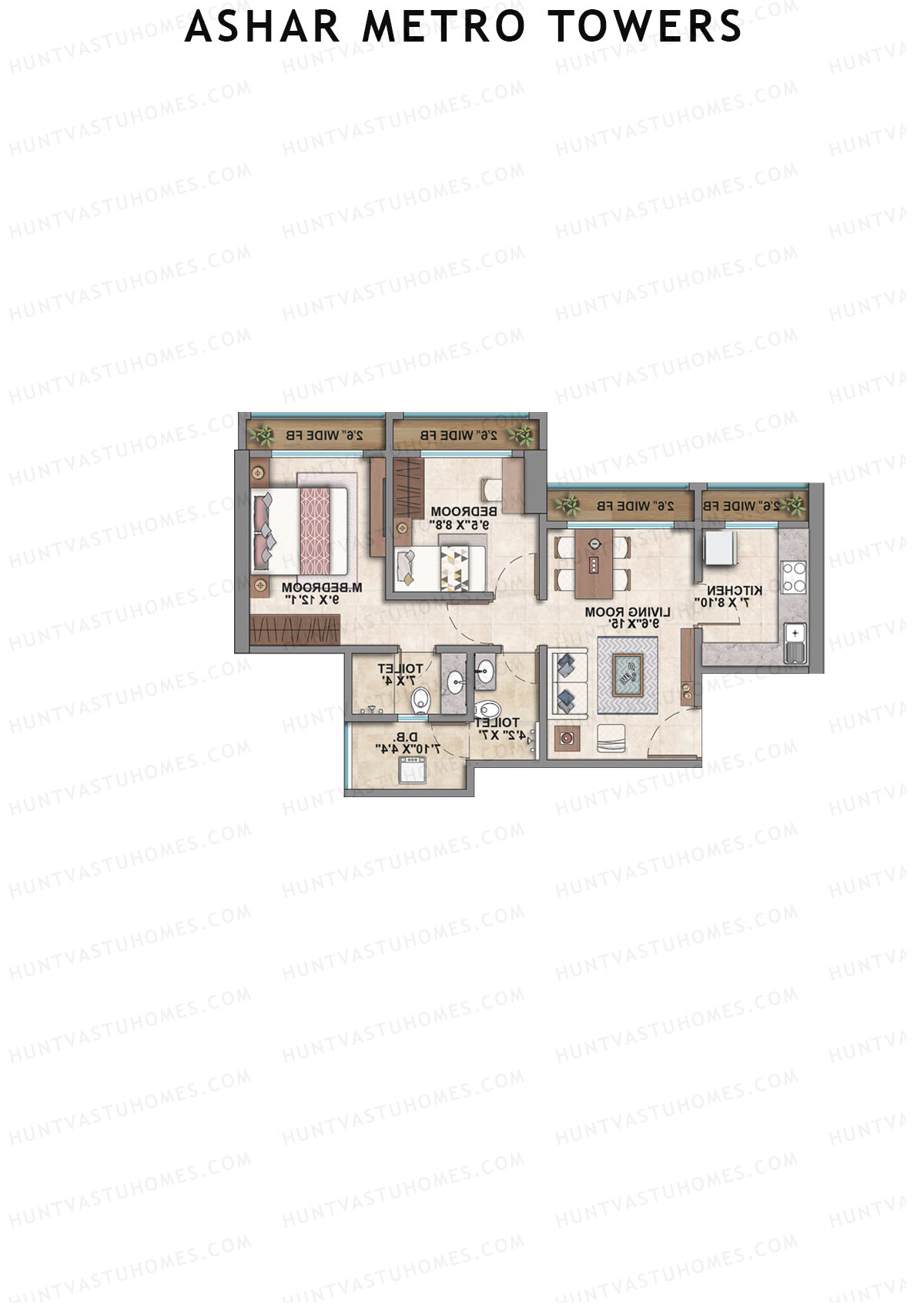 Ashar Metro Towers Wing B Unit 2 Floor Plan