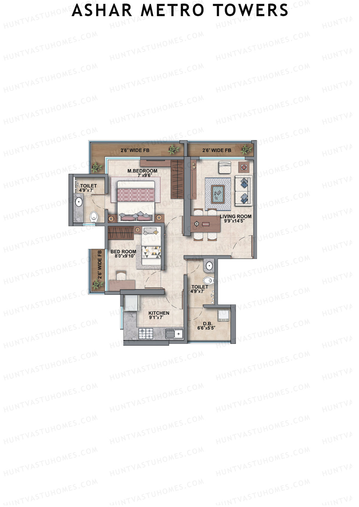 Ashar Metro Towers Wing B Unit 3 Floor Plan