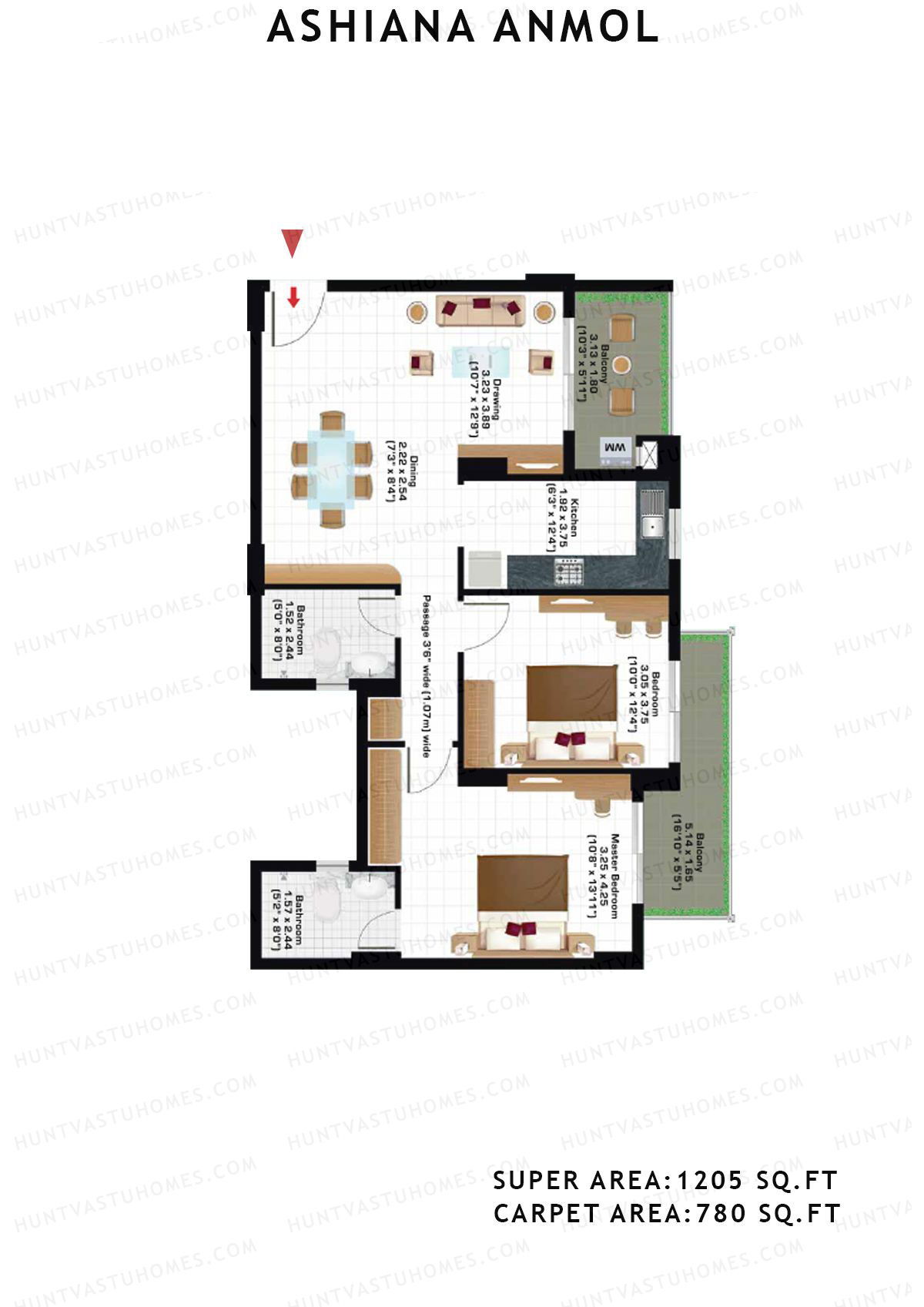 Ashiana Anmol Tower B12 Unit 47 Floor Plan