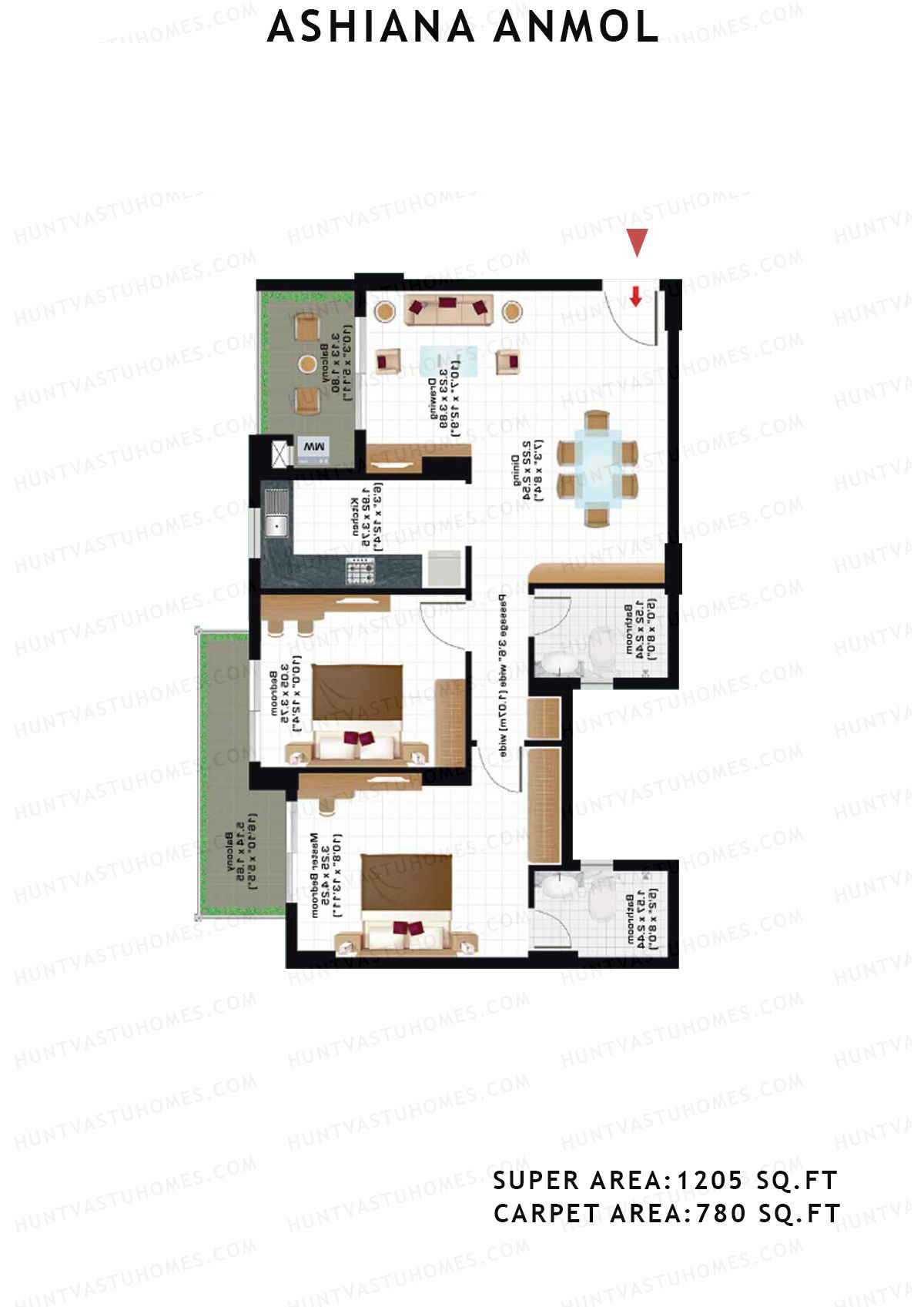 Ashiana Anmol Tower B12 Unit 48 Floor Plan
