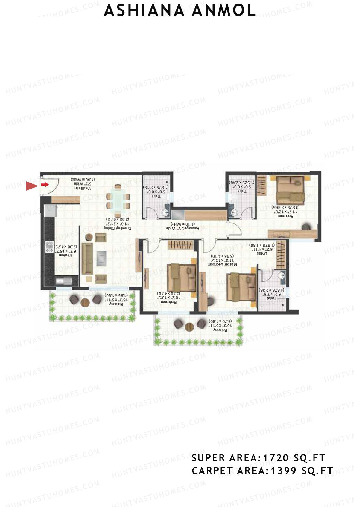 Ashiana Anmol Tower B1 Unit 1 Floor Plan