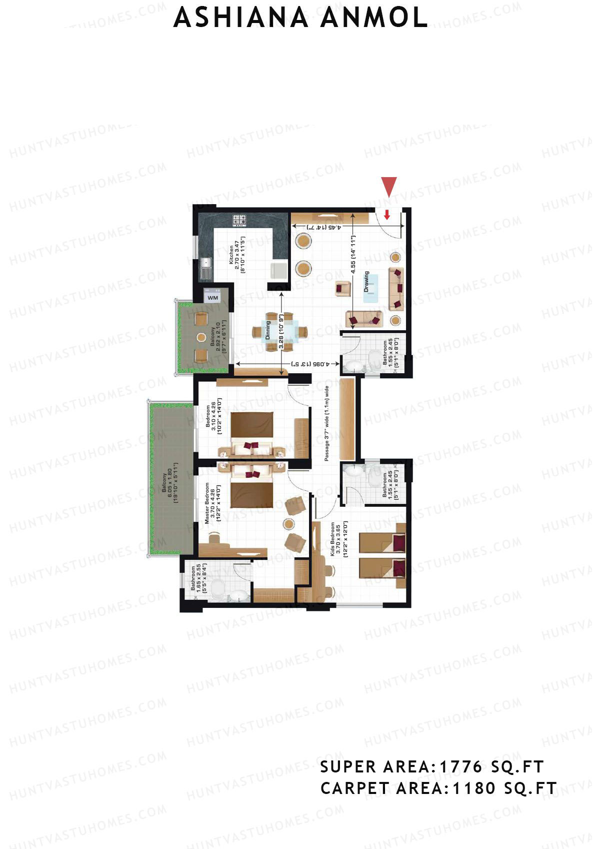 Ashiana Anmol Tower B13 Unit 52 Floor Plan