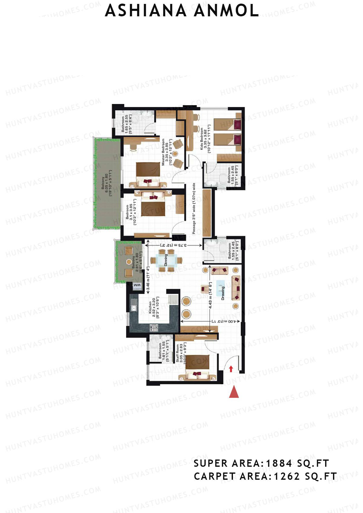 Ashiana Anmol Tower B11 Unit 42 Floor Plan