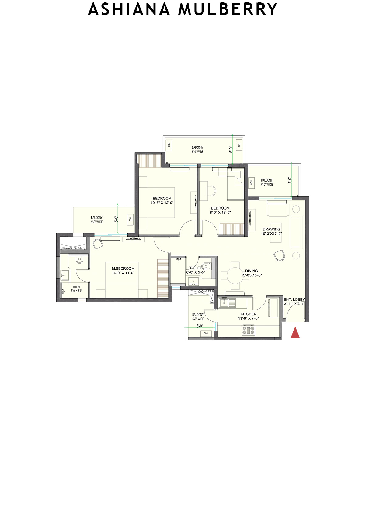 Ashiana Mulberry Tower 5 Unit 1 Floor Plan