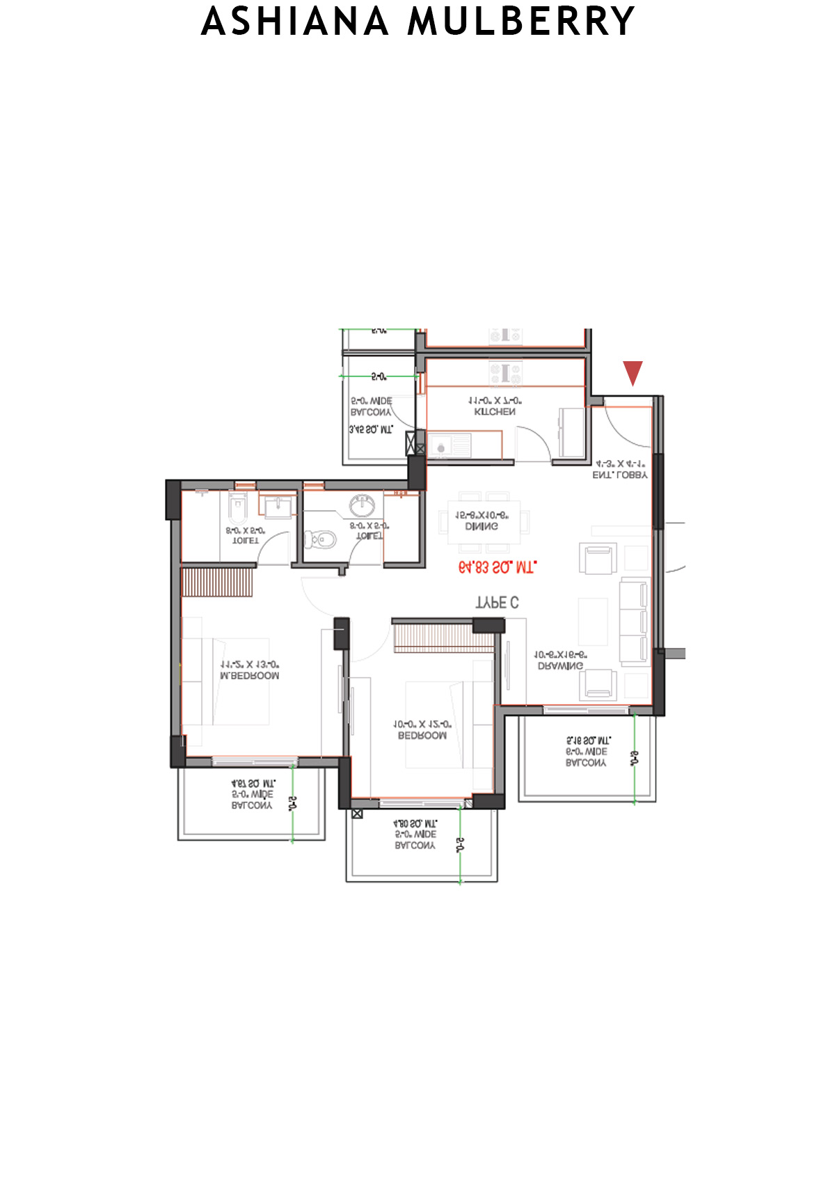 Ashiana Mulberry Tower 5 Unit 4 Floor Plan