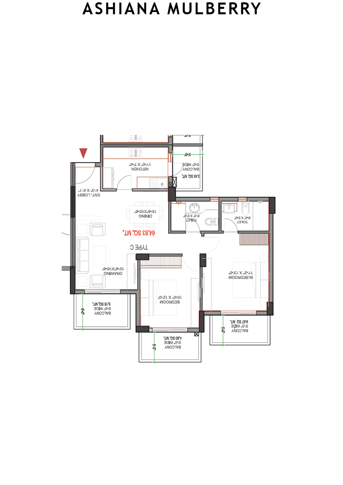 Ashiana Mulberry Tower 6 Unit 3 Floor Plan