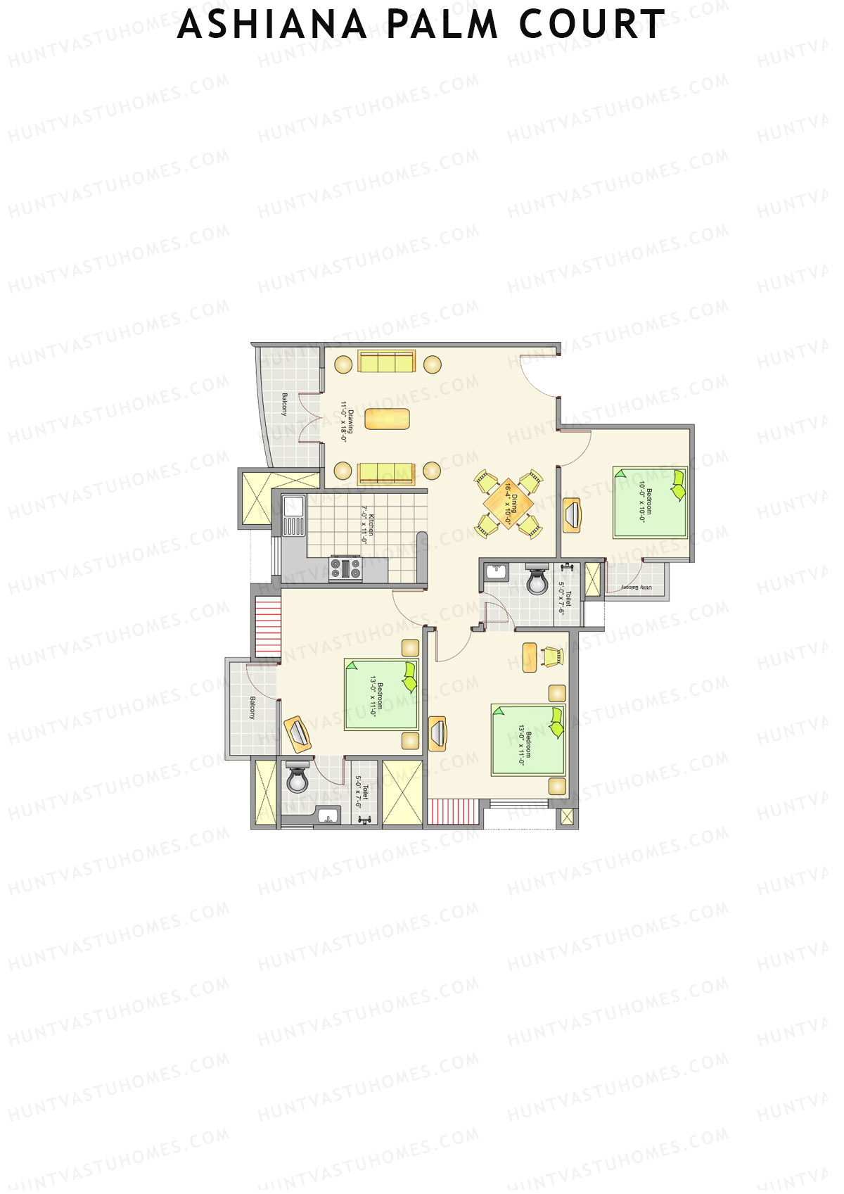 Ashiana Palm Court Tower P1 Unit 2 Floor Plan