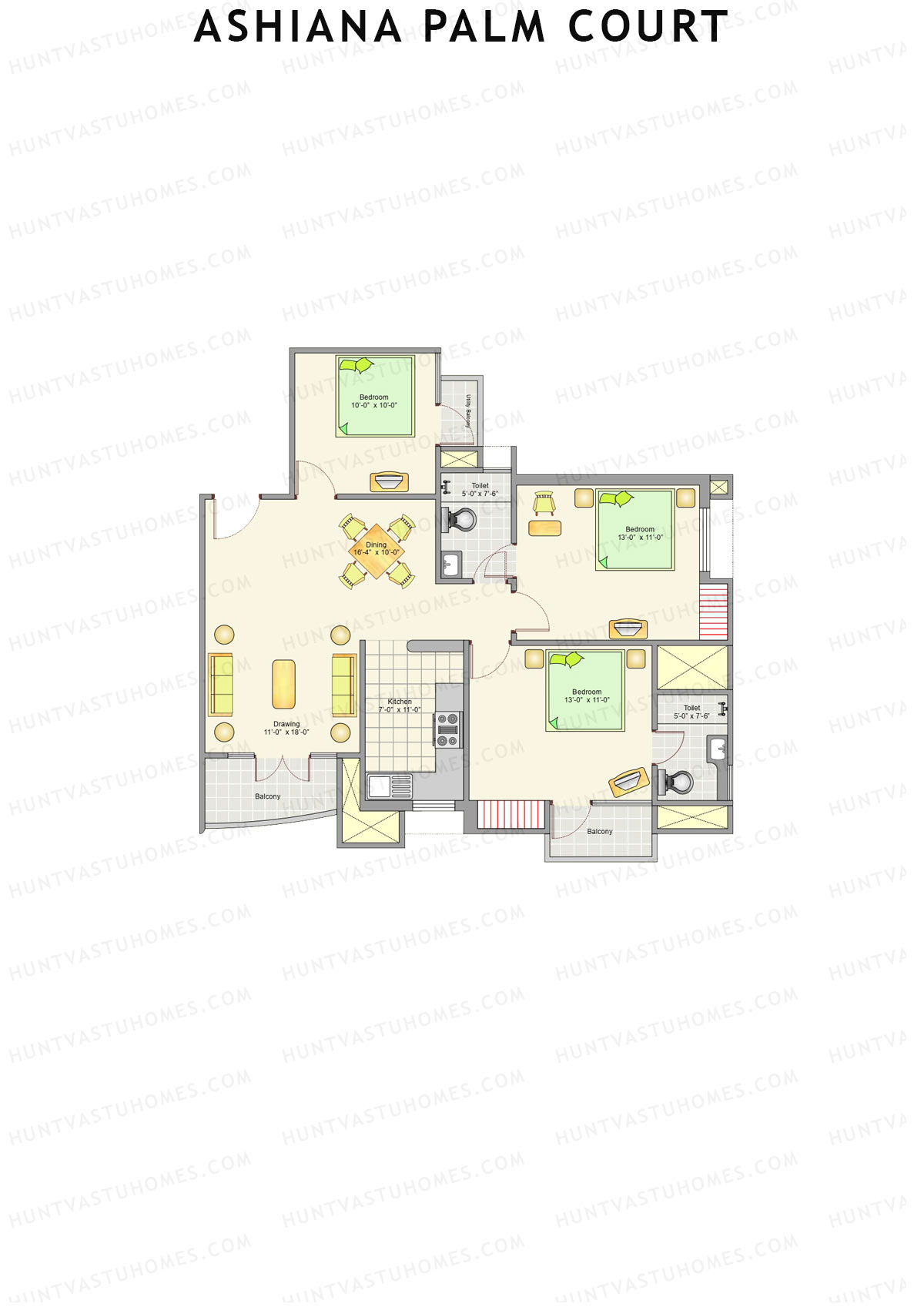 Ashiana Palm Court Tower P1 Unit 4 Floor Plan