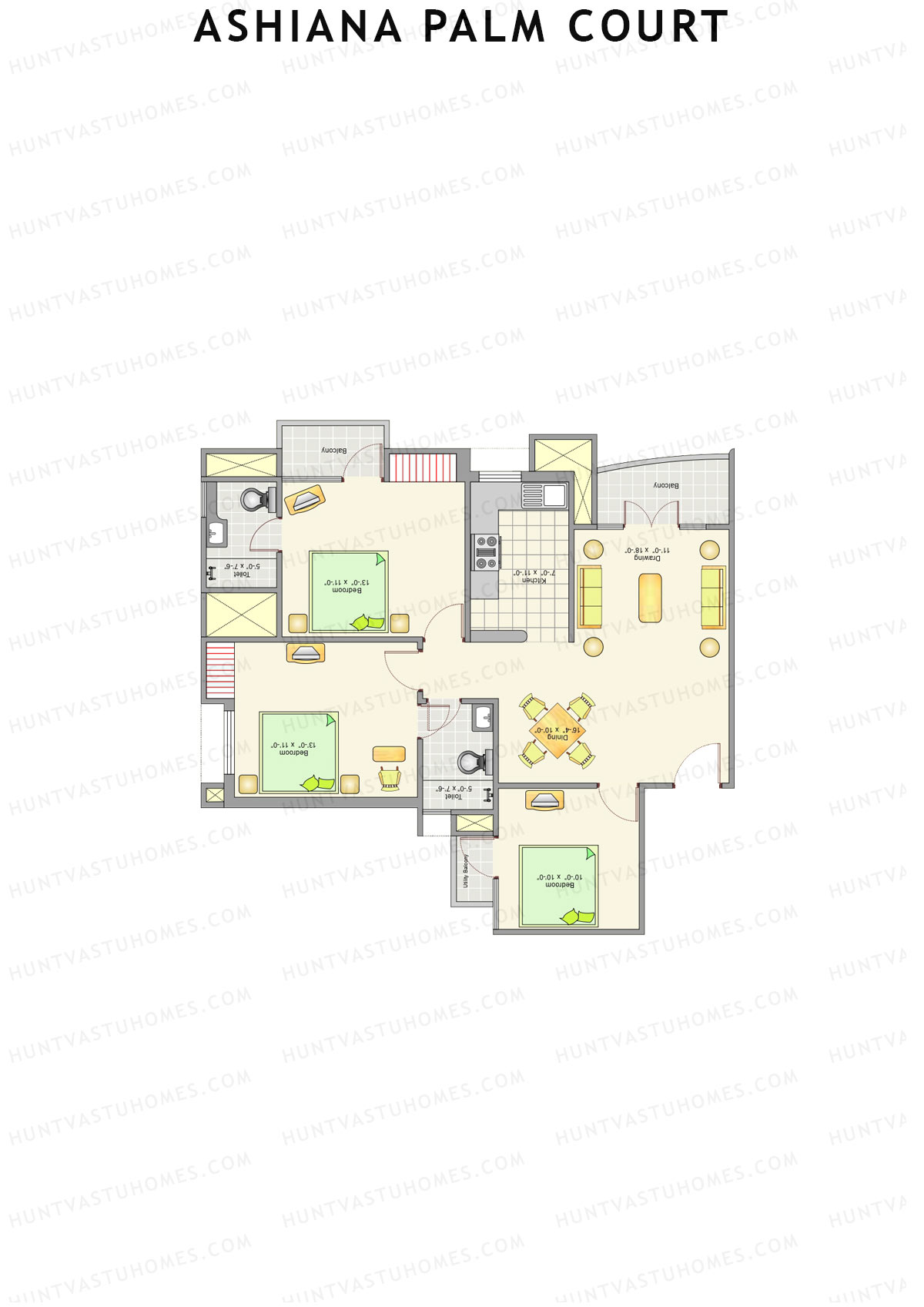 Ashiana Palm Court Tower P1 Unit 6 Floor Plan
