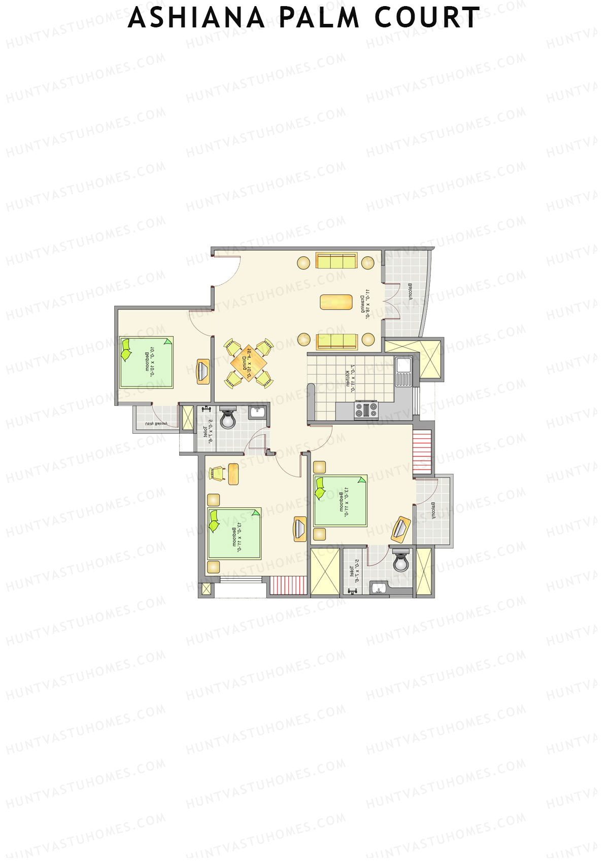Ashiana Palm Court Tower P3 Unit 13 Floor Plan
