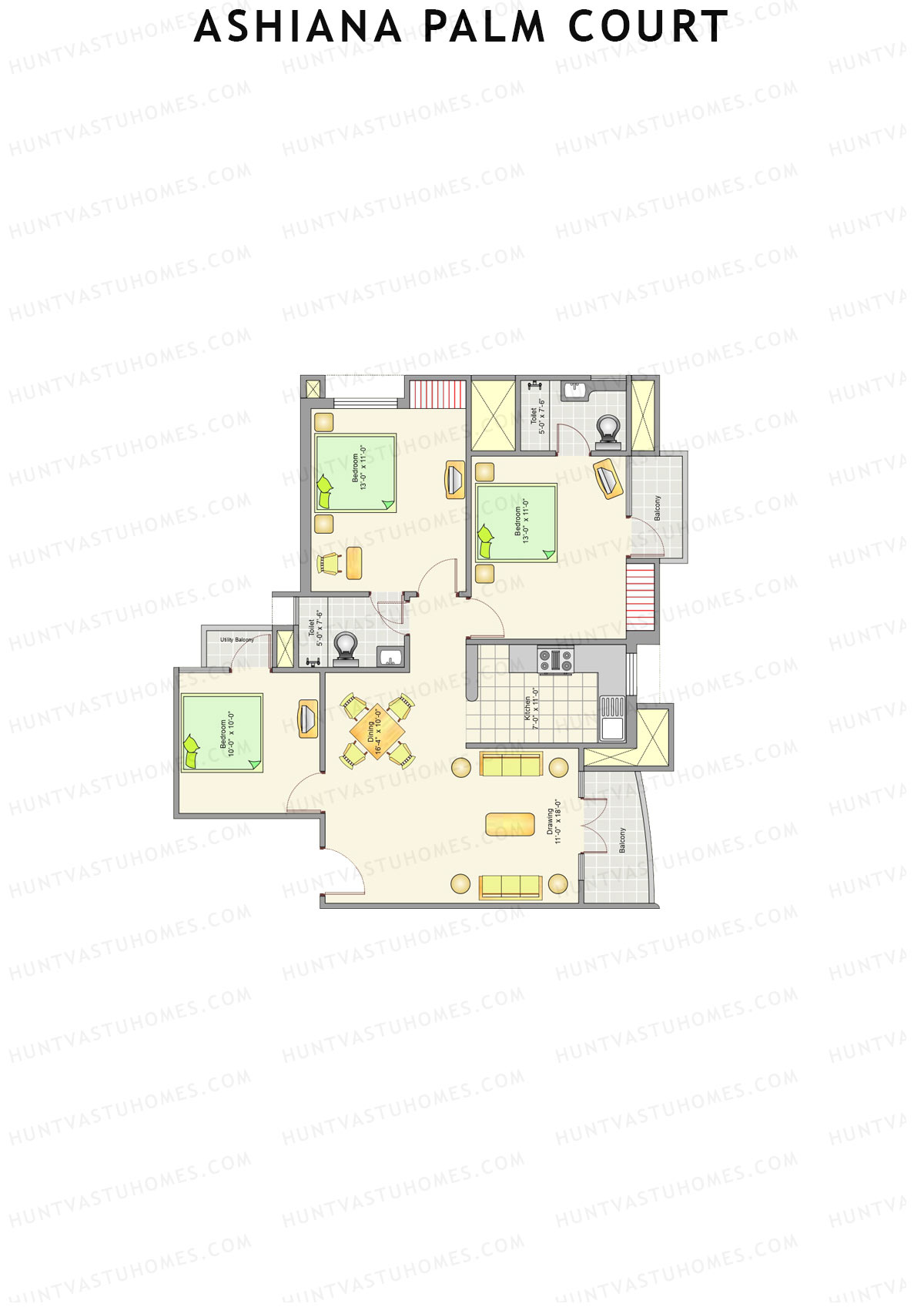 Ashiana Palm Court Tower P3 Unit 14 Floor Plan