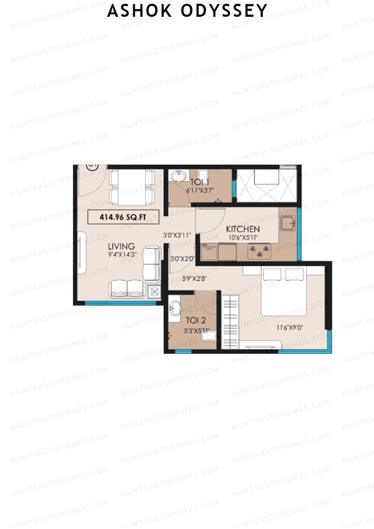Ashok Odyssey Wing A Unit 1 Floor Plan