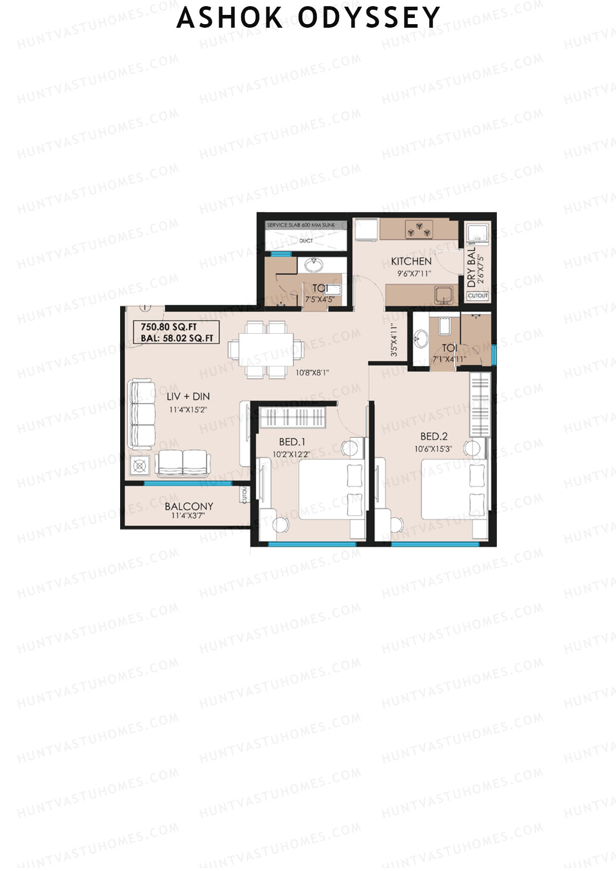 Ashok Odyssey Wing B Unit 1 Floor Plan