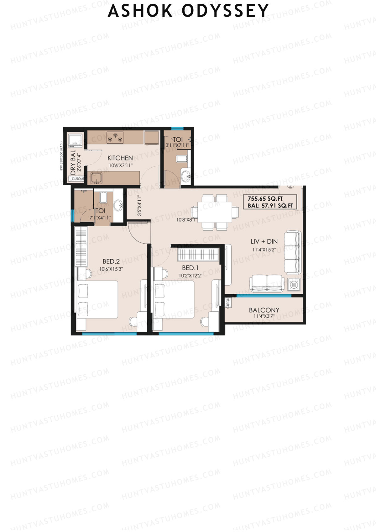 Ashok Odyssey Wing B Unit 2 Floor Plan