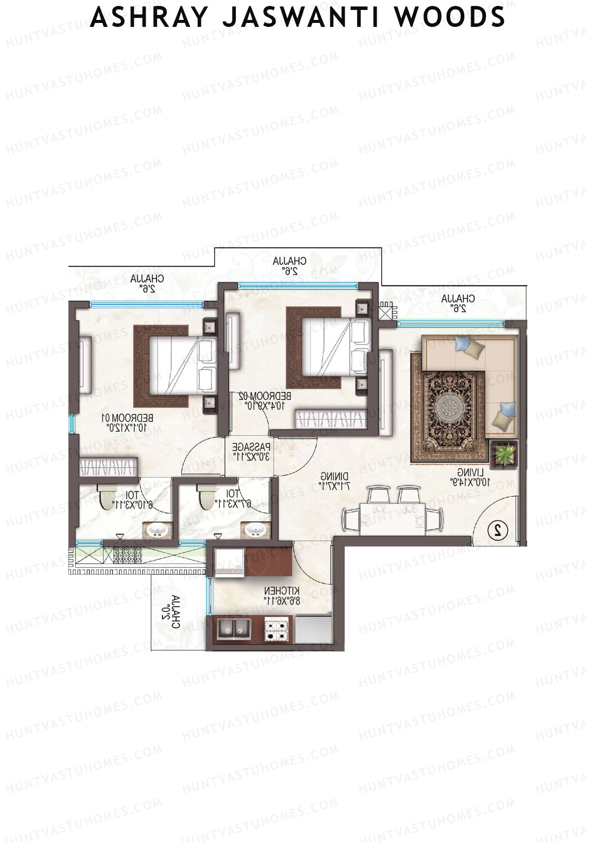 Ashray Jaswanti Woods Wing A Unit 1 Floor Plan
