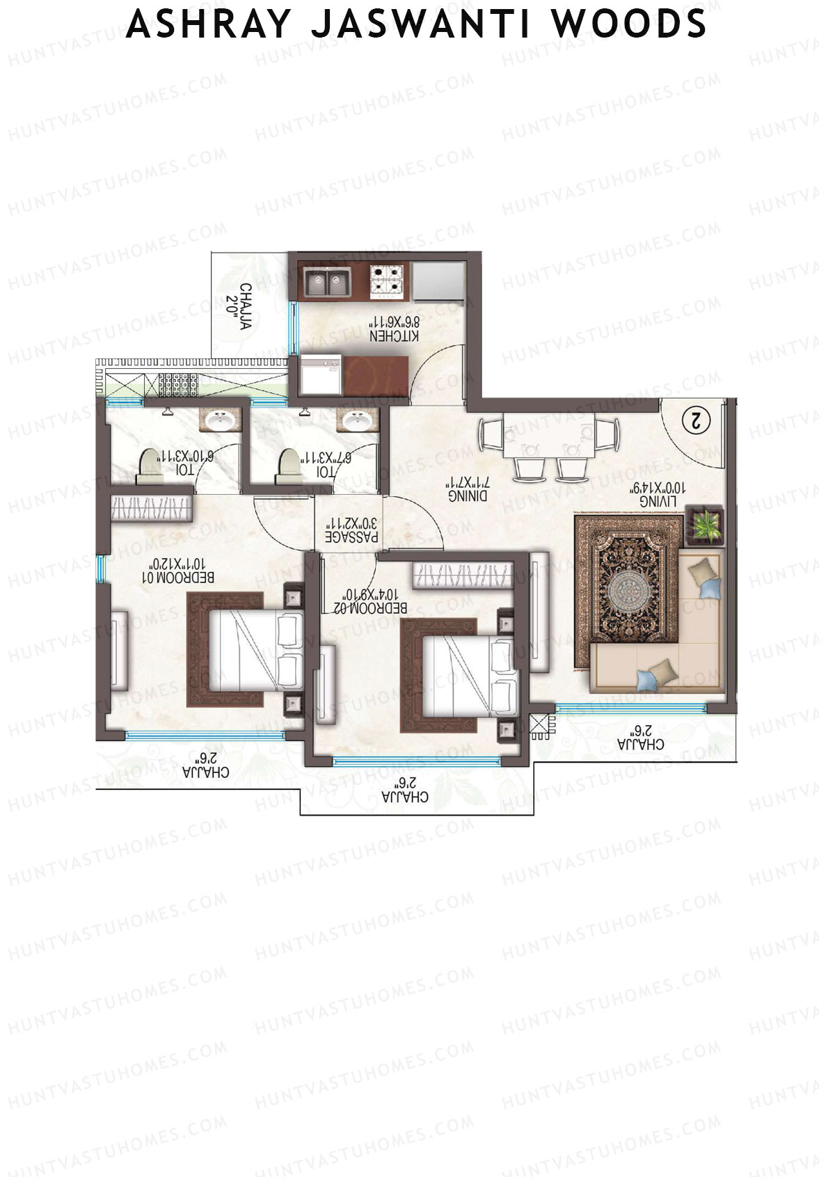 Ashray Jaswanti Woods Wing A Unit 4 Floor Plan