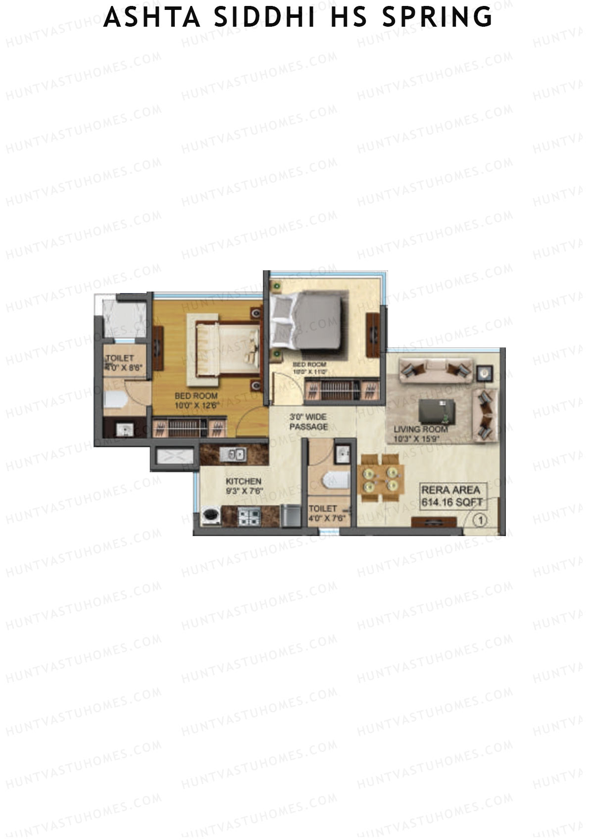 Ashta Siddhi HS Spring Block A Unit 1 Floor Plan