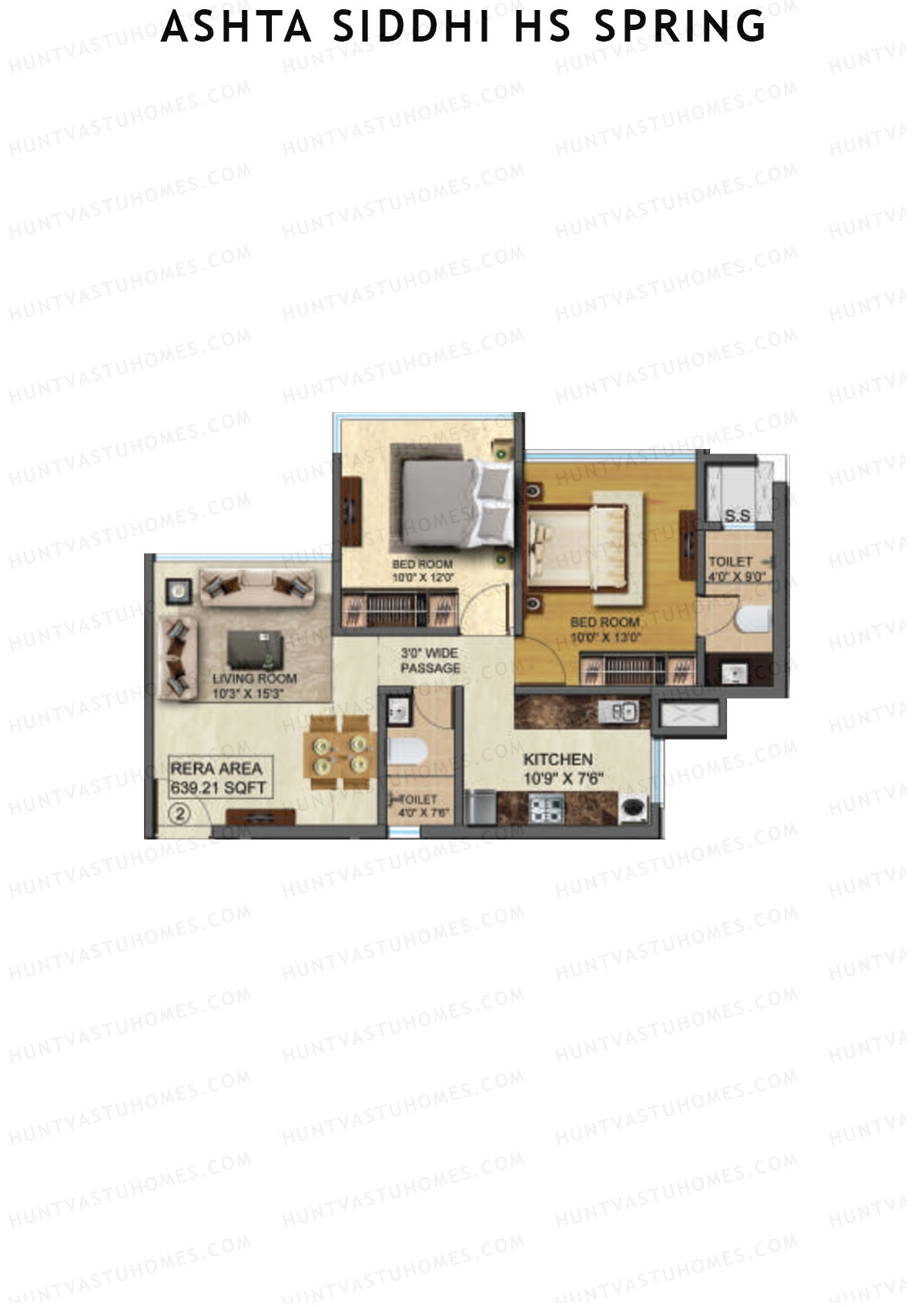 Ashta Siddhi HS Spring Block A Unit 2 Floor Plan