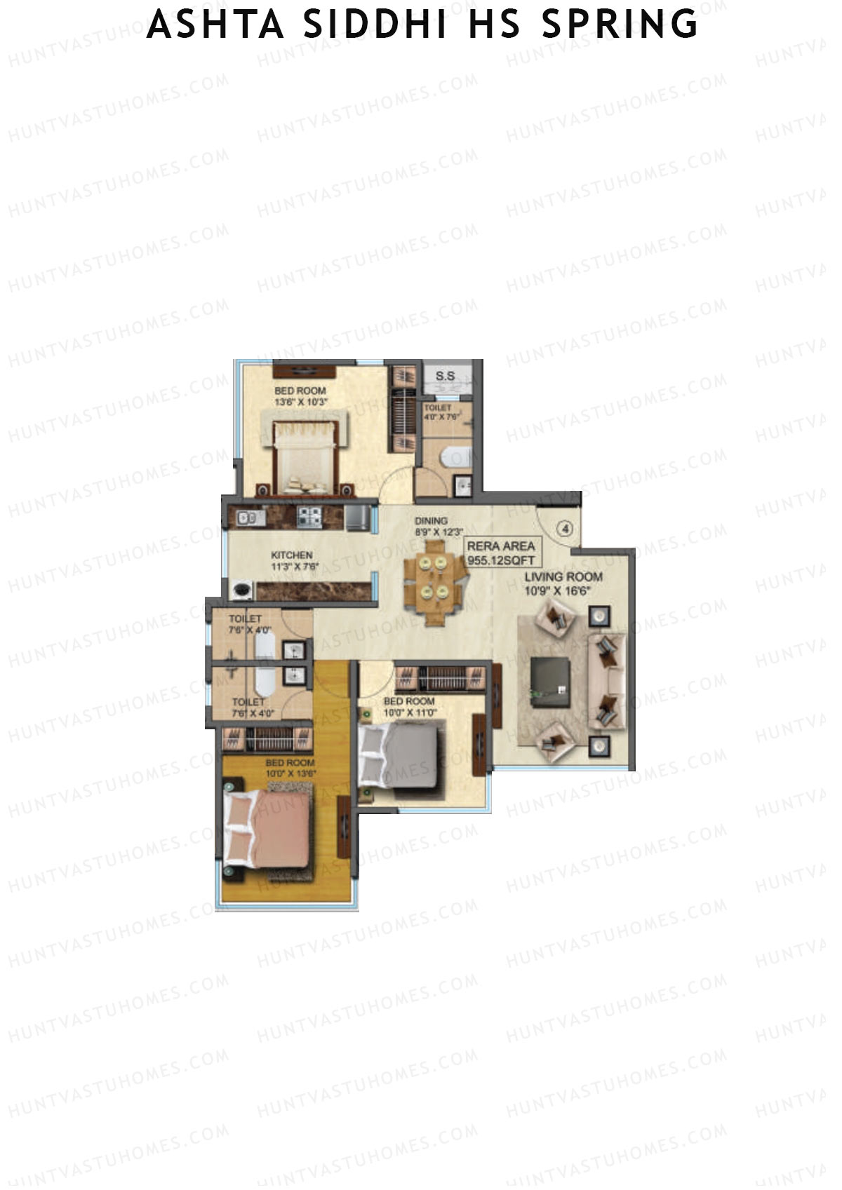 Ashta Siddhi HS Spring Block A Unit 4 Floor Plan