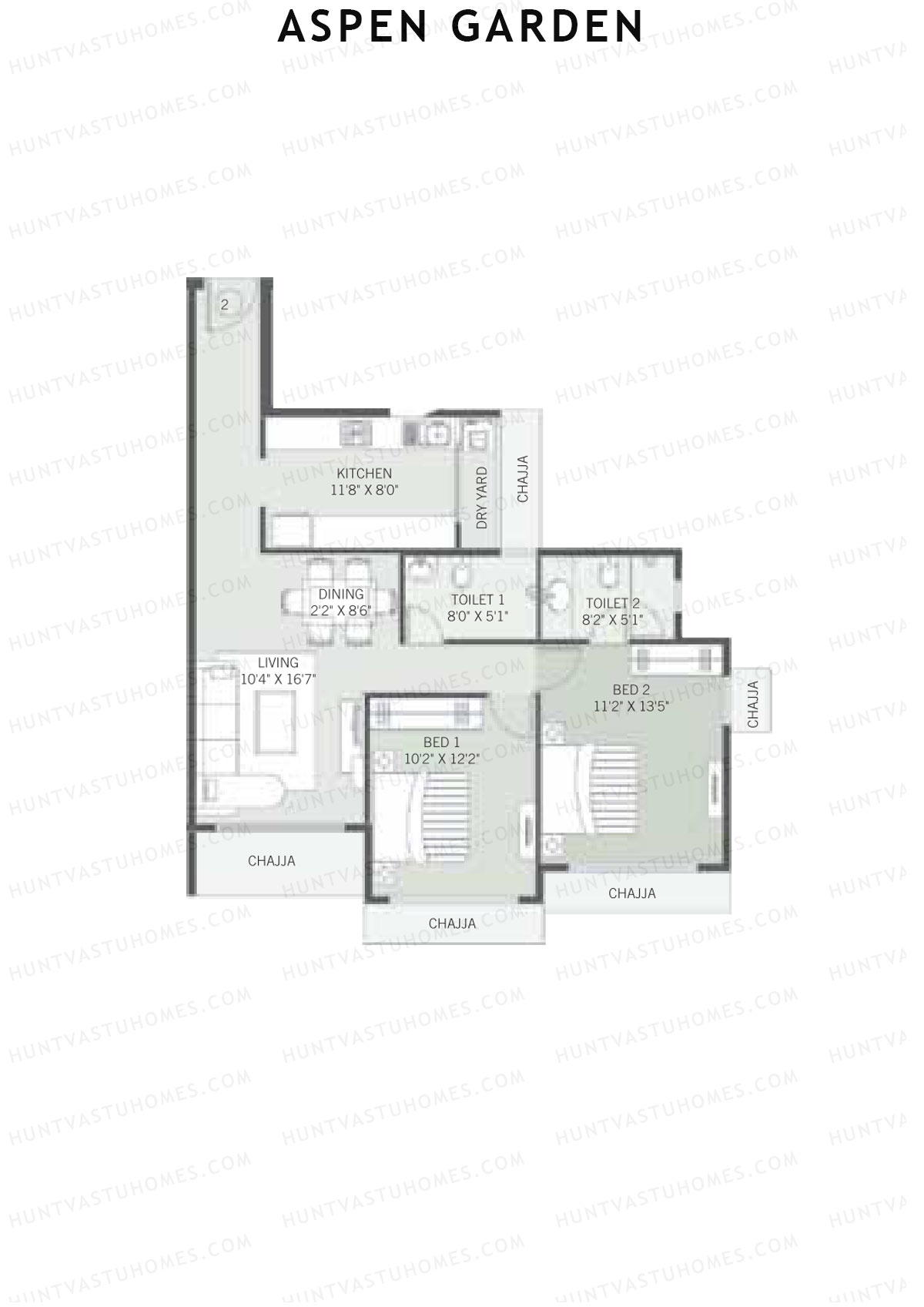 Aspen Garden Wing A Unit 2 Floor Plan