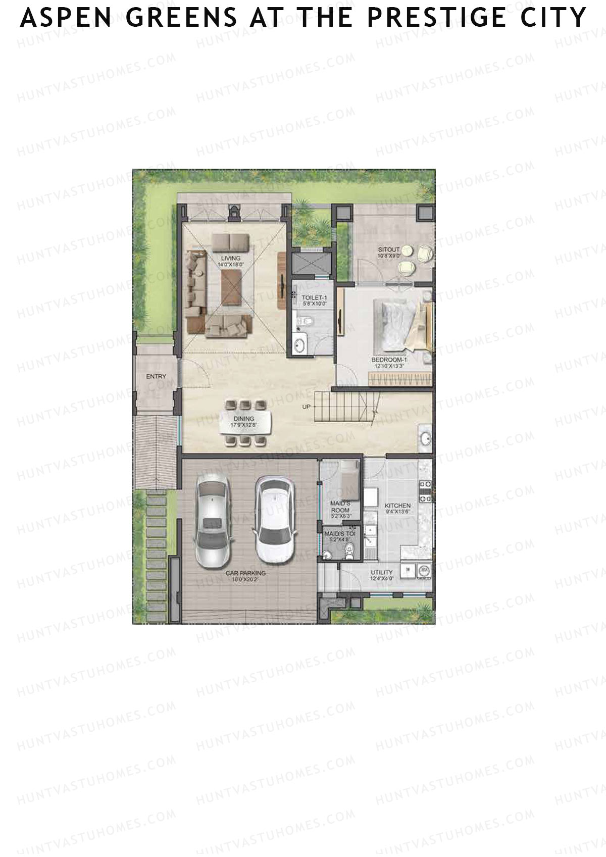 Aspen Greens At The Prestige City, Villas 101-111, Unit 111 (Villa), 4BHK, Super Area 3612   sq ft 