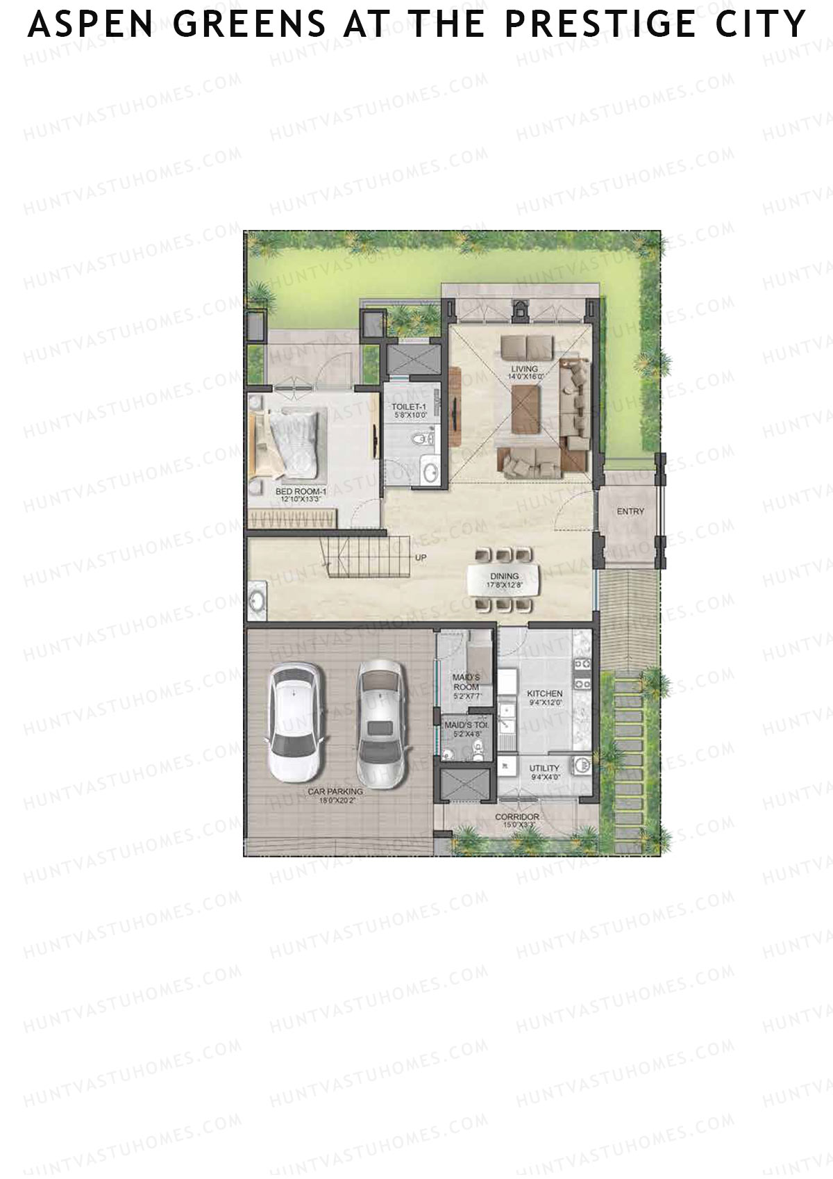 Aspen Greens At The Prestige City, Villas 24-43, Unit 30 (Villa), 4BHK, Super Area 3364   sq ft 