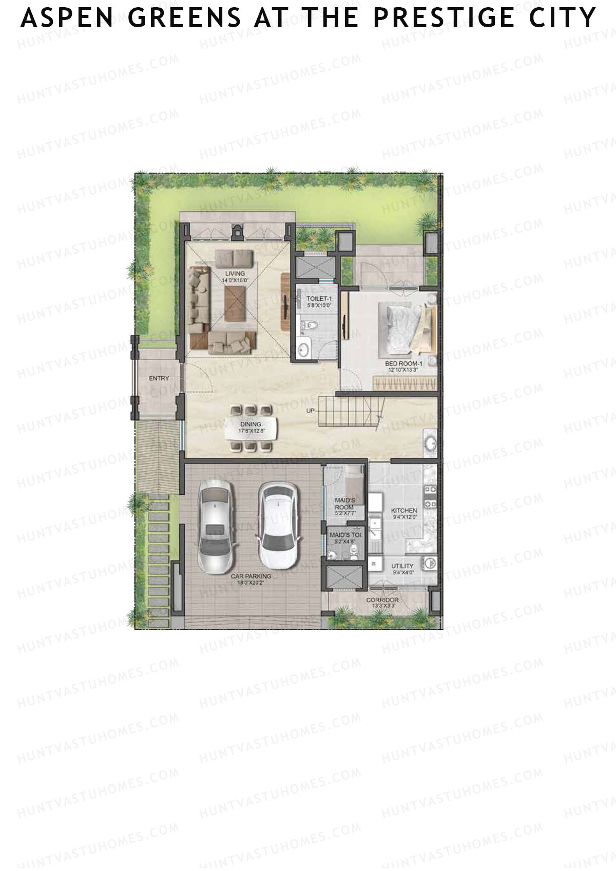 Aspen Greens At The Prestige City, Villas 24-43, Unit 33 (Villa), 4BHK, Super Area 3344   sq ft 