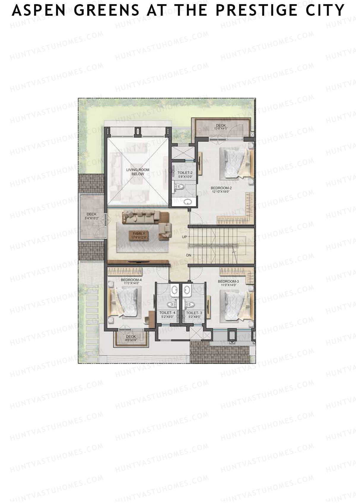 Aspen Greens At The Prestige City, Villas 24-43, Unit 35 (Villa), 4BHK, Super Area 3344   sq ft 