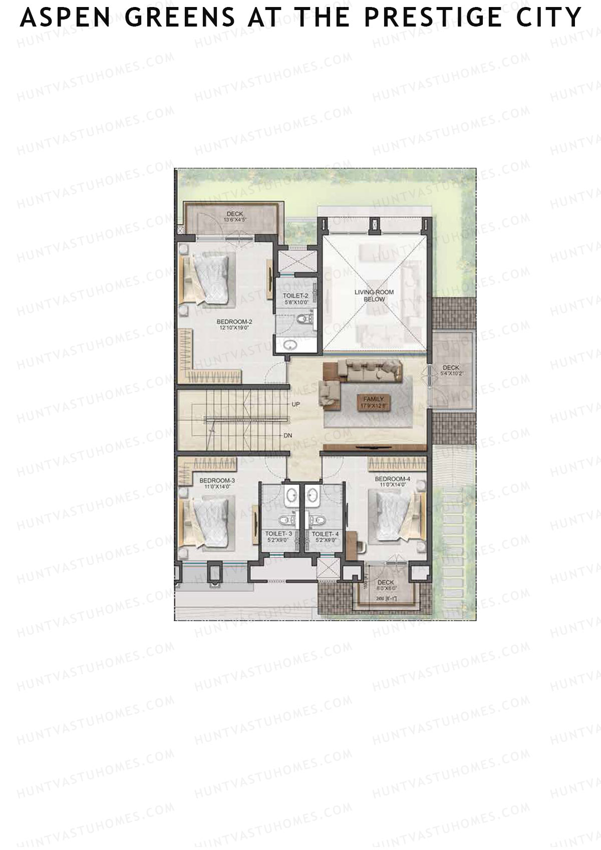 Aspen Greens At The Prestige City, Villas 24-43, Unit 38 (Villa), 4BHK, Super Area 3364   sq ft 