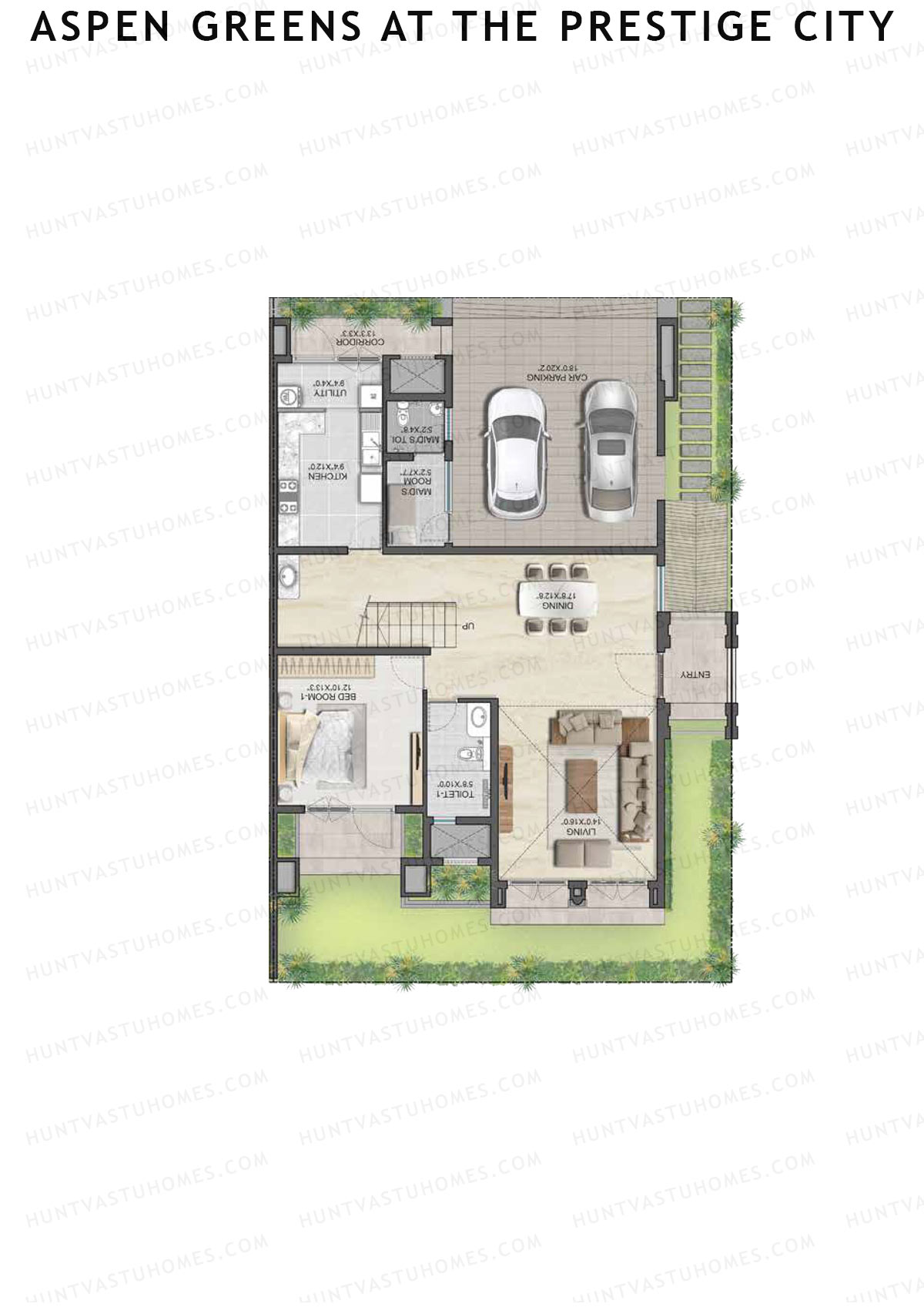 Aspen Greens At The Prestige City, Villas 44-54, Unit 49 (Villa), 4BHK, Super Area 3344   sq ft 