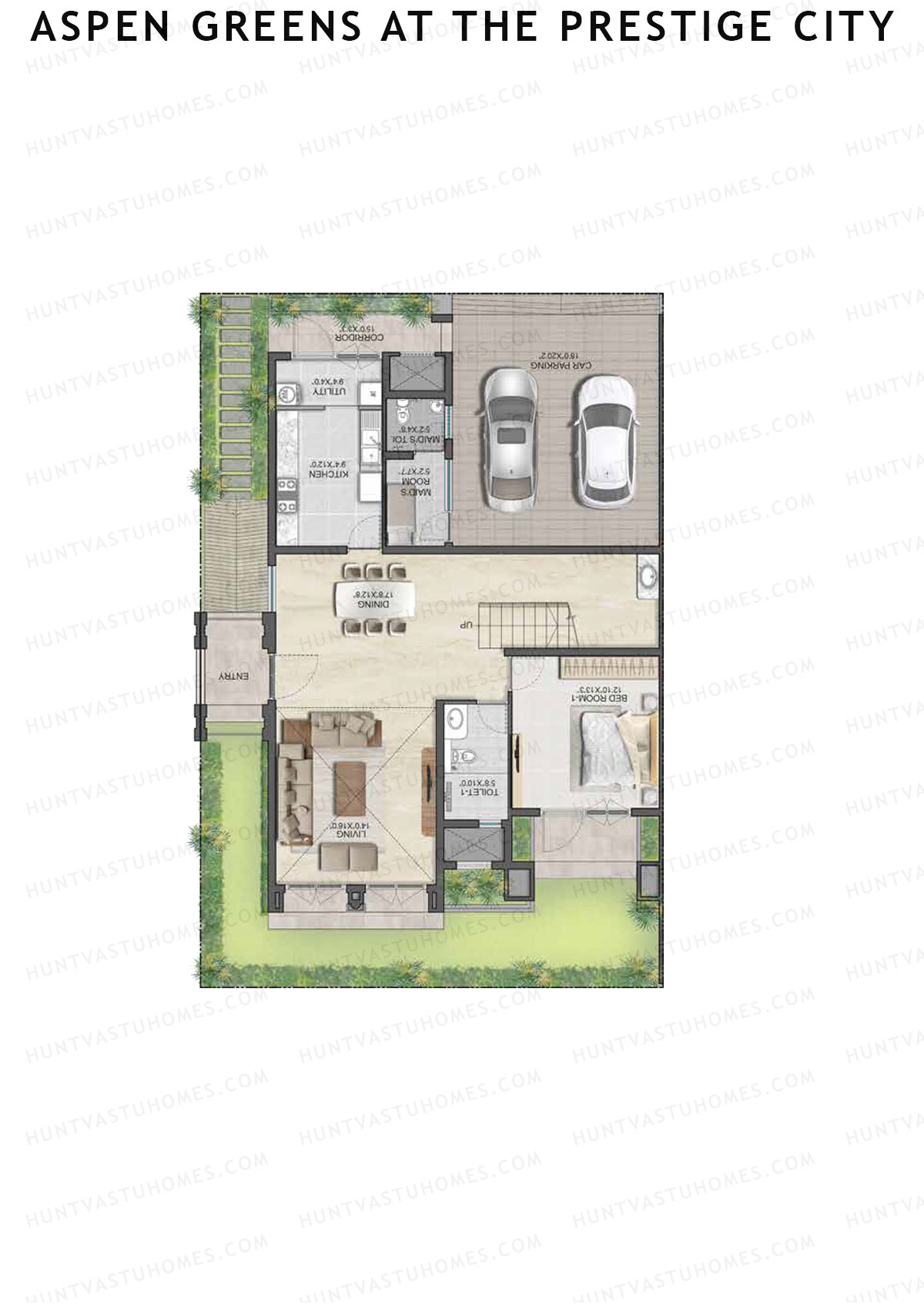 Aspen Greens At The Prestige City, Villas 55-77, Unit 58 (Villa), 4BHK, Super Area 3364   sq ft 