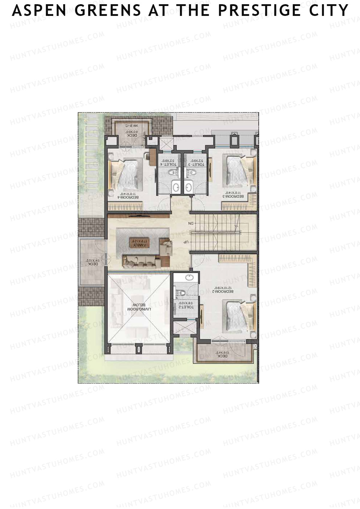 Aspen Greens At The Prestige City, Villas 55-77, Unit 60 (Villa), 4BHK, Super Area 3364   sq ft 