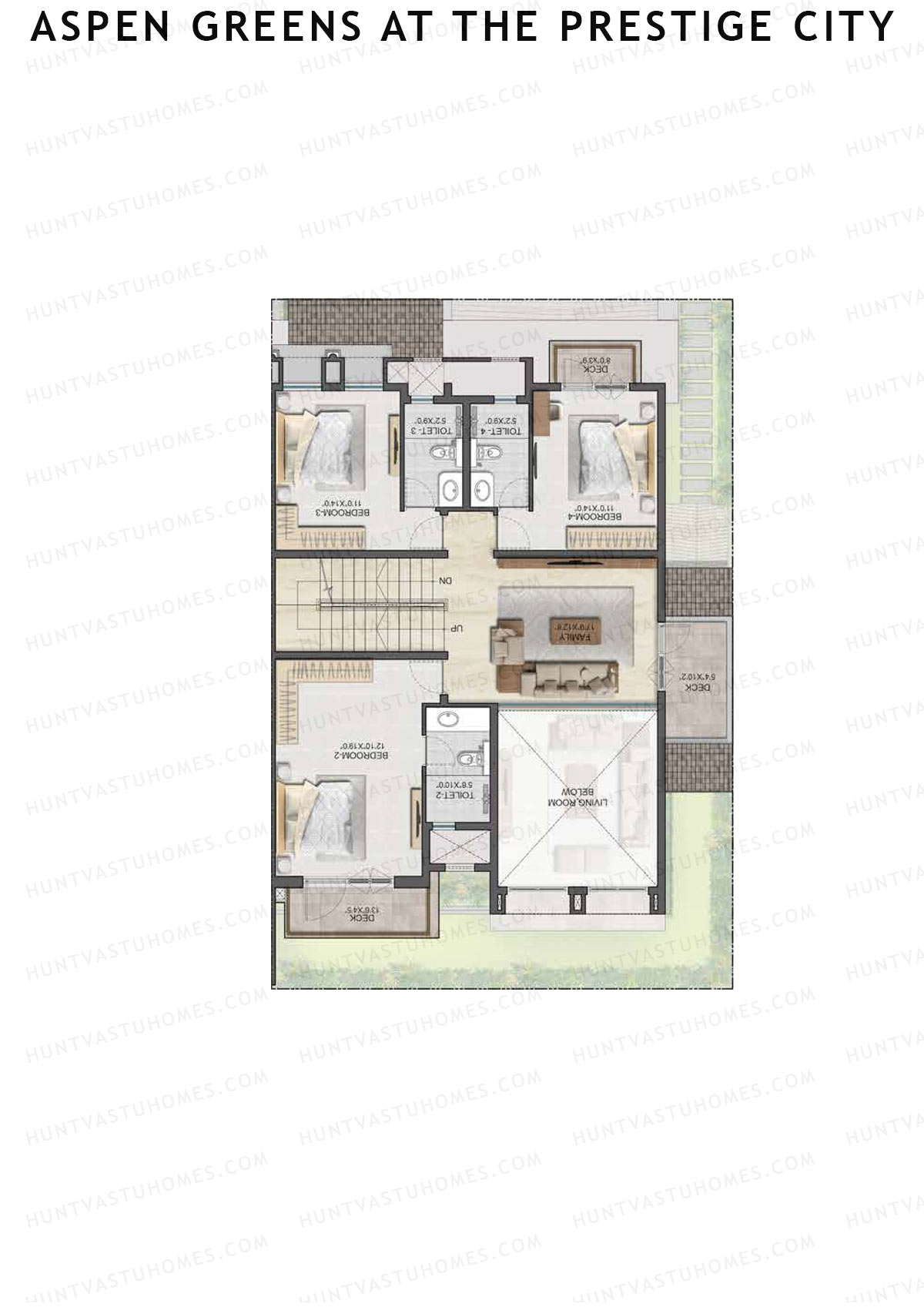 Aspen Greens At The Prestige City, Villas 55-77, Unit 65 (Villa), 4BHK, Super Area 3344   sq ft 