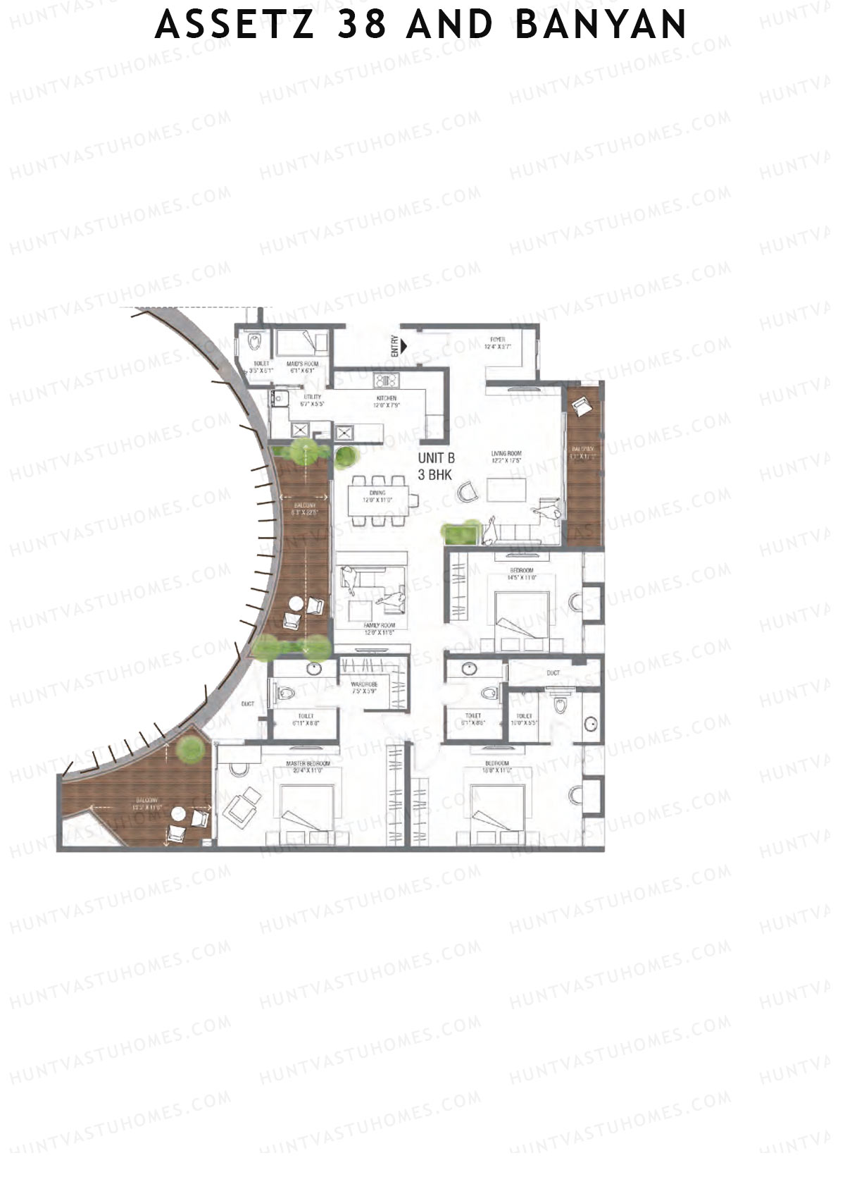 Assetz 38 and Banyan Tower 1 Unit B Floor Plan