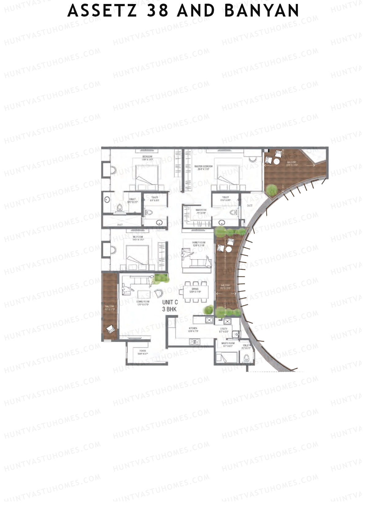 Assetz 38 and Banyan Tower 1 Unit C Floor Plan