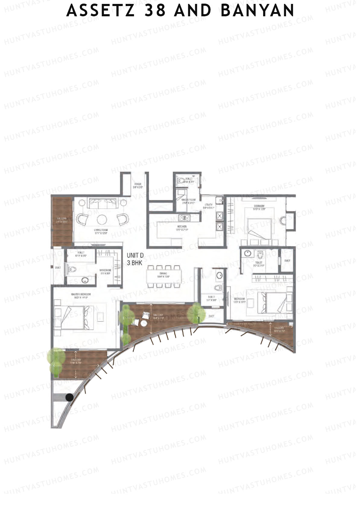 Assetz 38 and Banyan Tower 1 Unit D Floor Plan