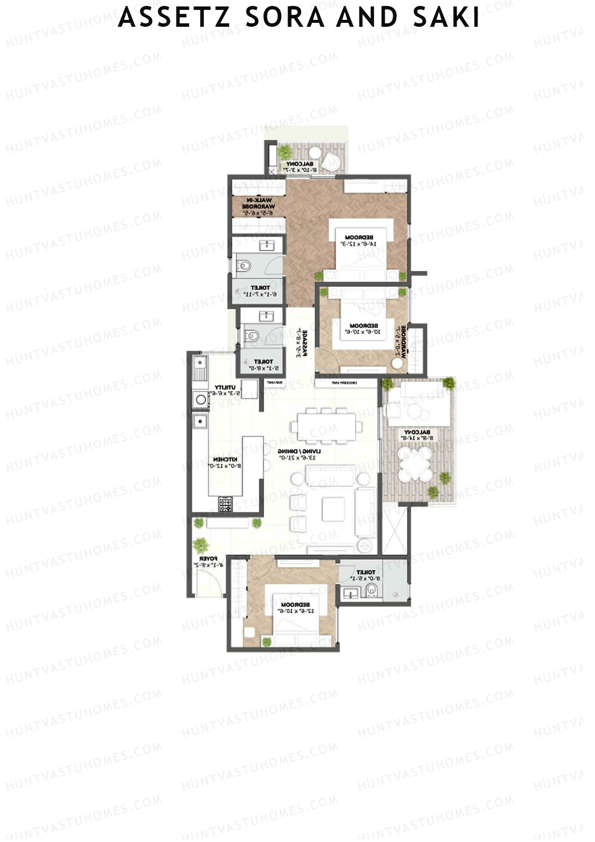 Assetz Sora and Saki Tower A1 Unit 2 (Type 2) Floor Plan