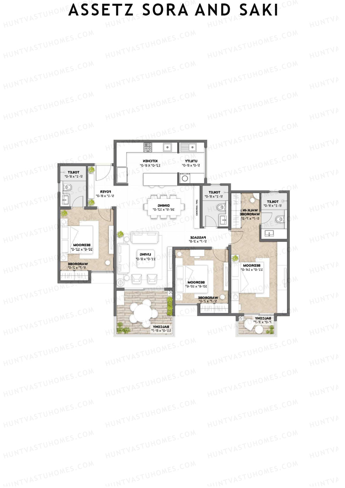 Assetz Sora and Saki Tower A1 Unit 4 (Type 1) Floor Plan