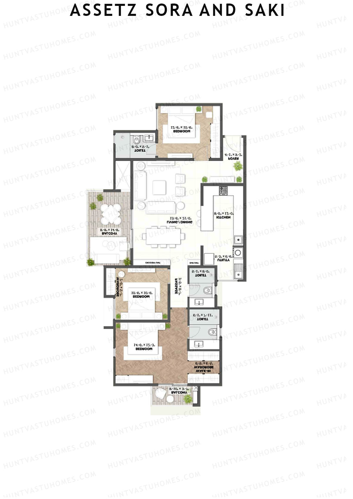 Assetz Sora and Saki Tower A1 Unit 6 (Type 2) Floor Plan